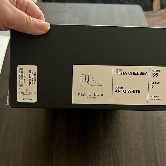 rag & bone Antique White Stiletto Heel Pull On Ankle Booties New in Box - Picture 8 of 10